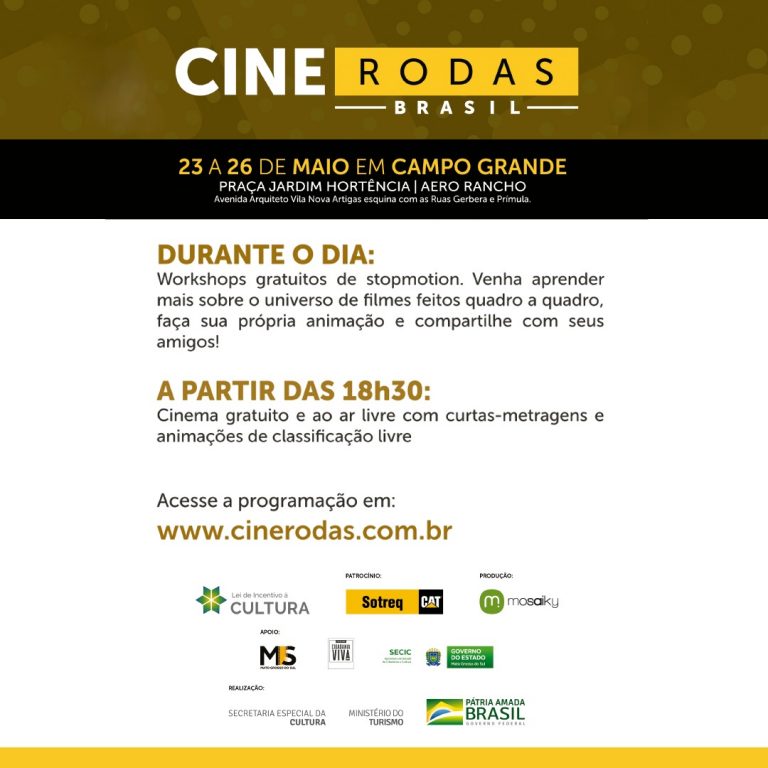 Cine Rodas chega na Capital com exibição de filmes e desenhos ao ar livre