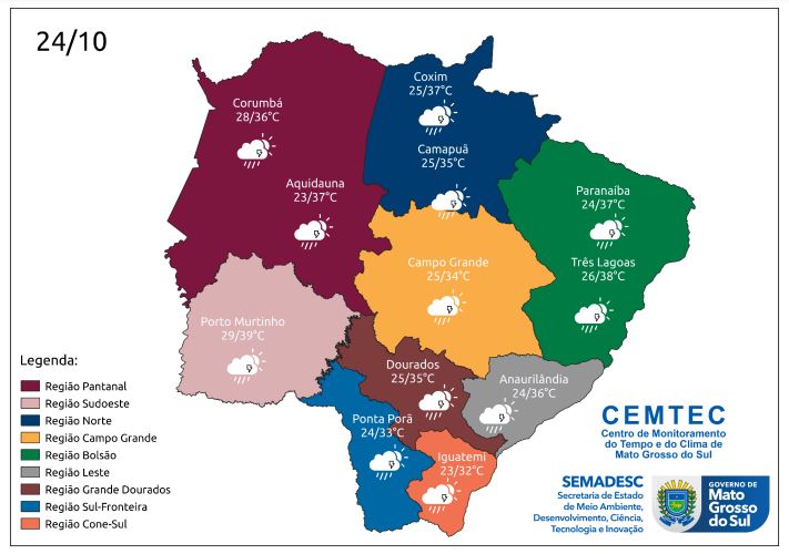 Previsão indica possibilidade de chuva nesta terça-feira em MS