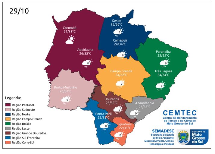 Domingo segue quente com possibilidade de chuva em MS