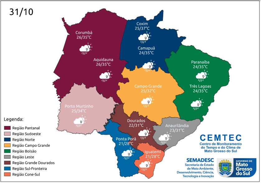 Previsão indica tempo instável nesta terça-feira em MS