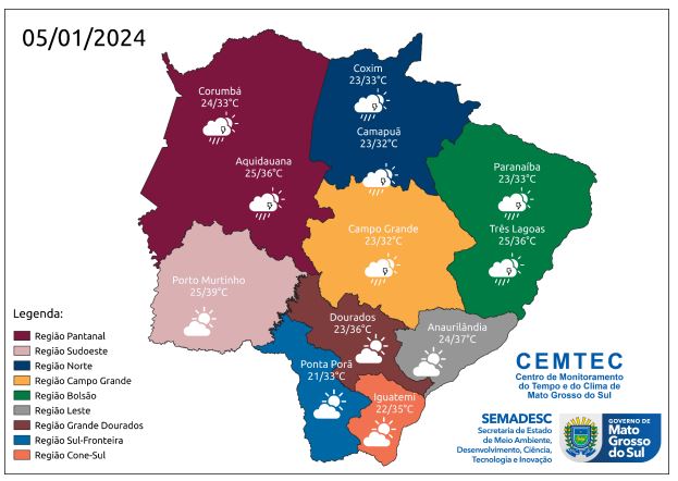 Final de semana de calor e possibilidade de chuvas em MS