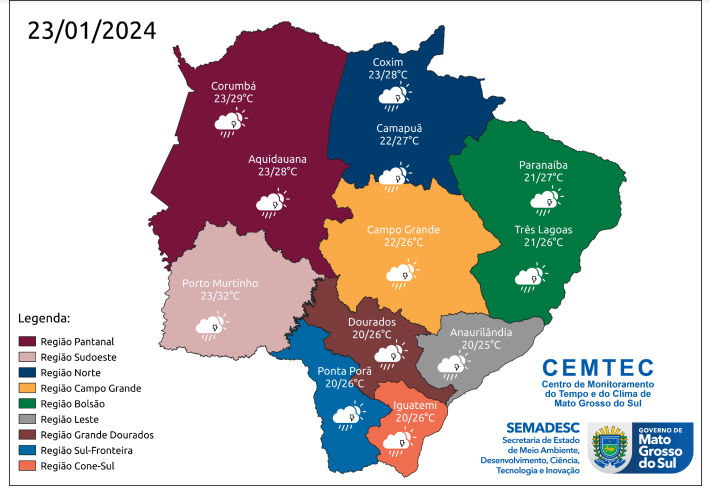 Tempo instável nesta terça-feira em MS