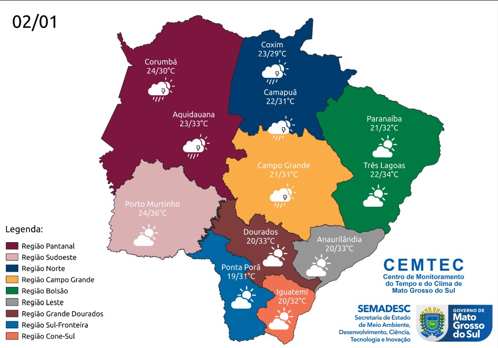 Terça-feira nublada e com possibilidade de pancadas de chuva em MS