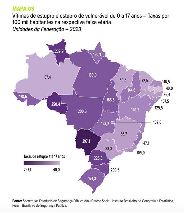 Estados da região Centro-Oeste lideram taxas de estupro de menores de idade no Brasil