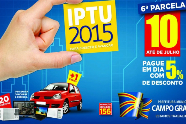 Sexta parcela do IPTU 2015 vence no próximo dia 10 de julho