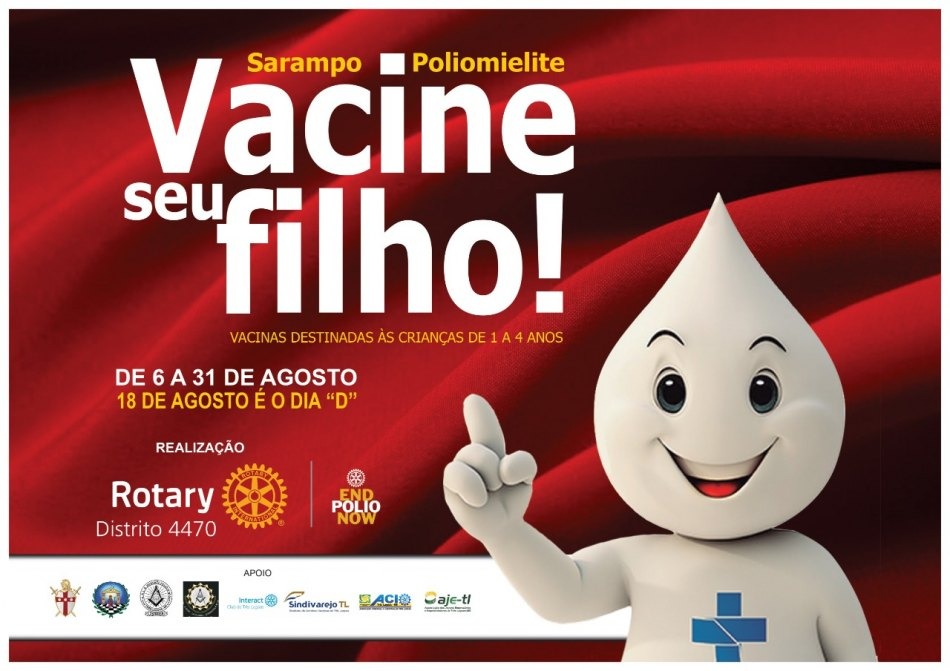 Dia D da vacinação contra Pólio e Sarampo começará oficialmente às 8h