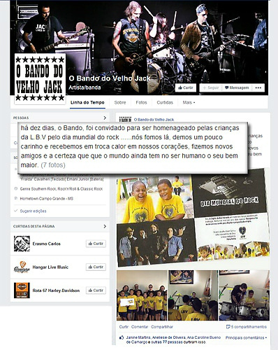 Em sua página pessoal no facebook a banda registrou a visita que fez à LBV