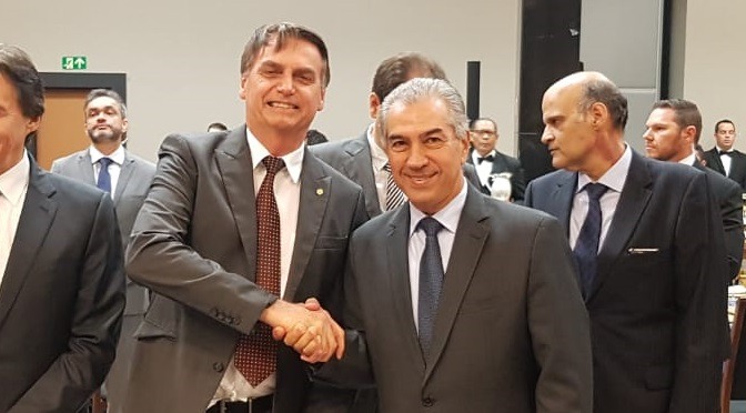 Presidente eleito Jair Bolsonaro e governador de MS, Reinaldo Azambuja. Foto: Subsecretaria de Comunicação (Subcom)