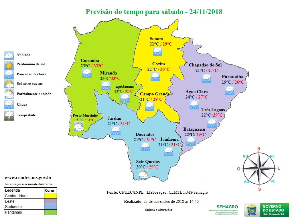 Previsão aponta instabilidade climática continua no estado de Mato Grosso do Sul