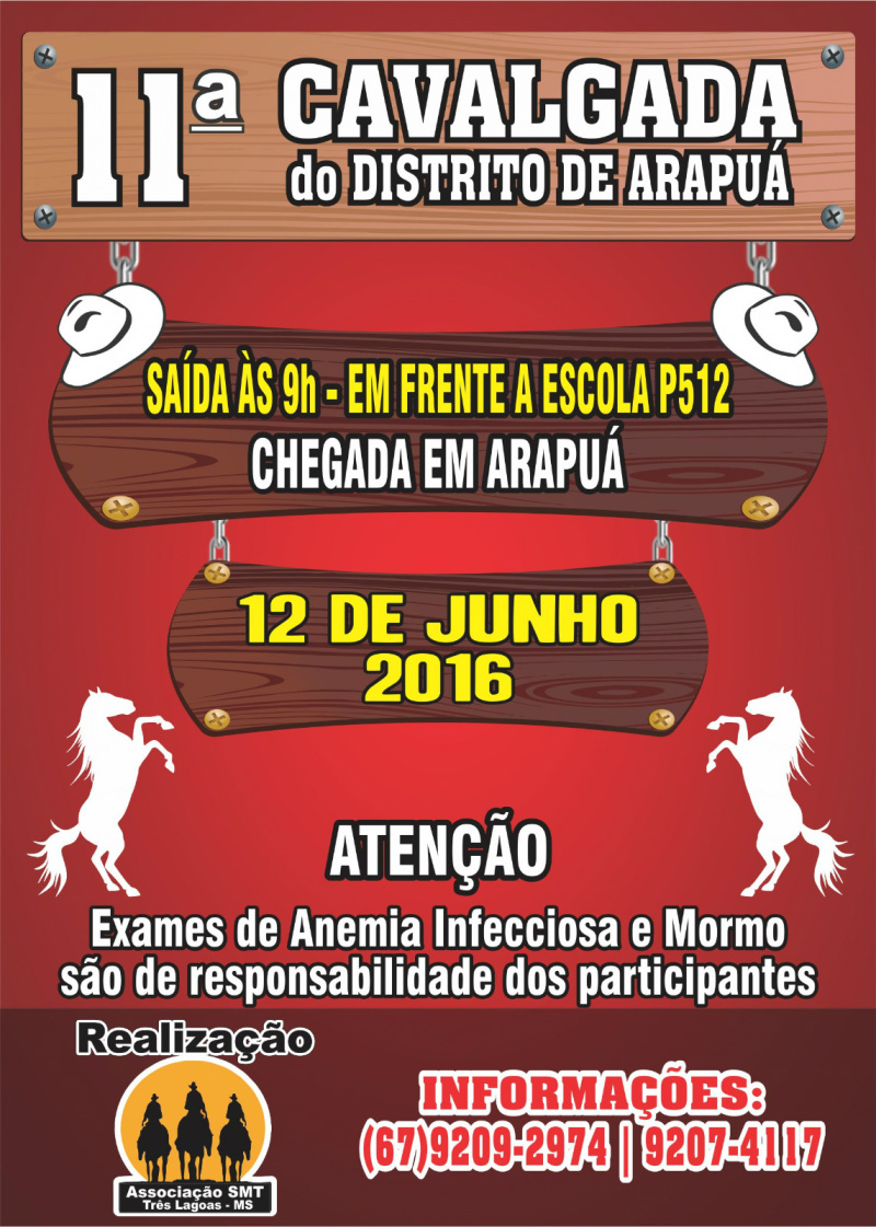 11ª Cavalgada do distrito de Arapuá será realizada no dia 12 de junho