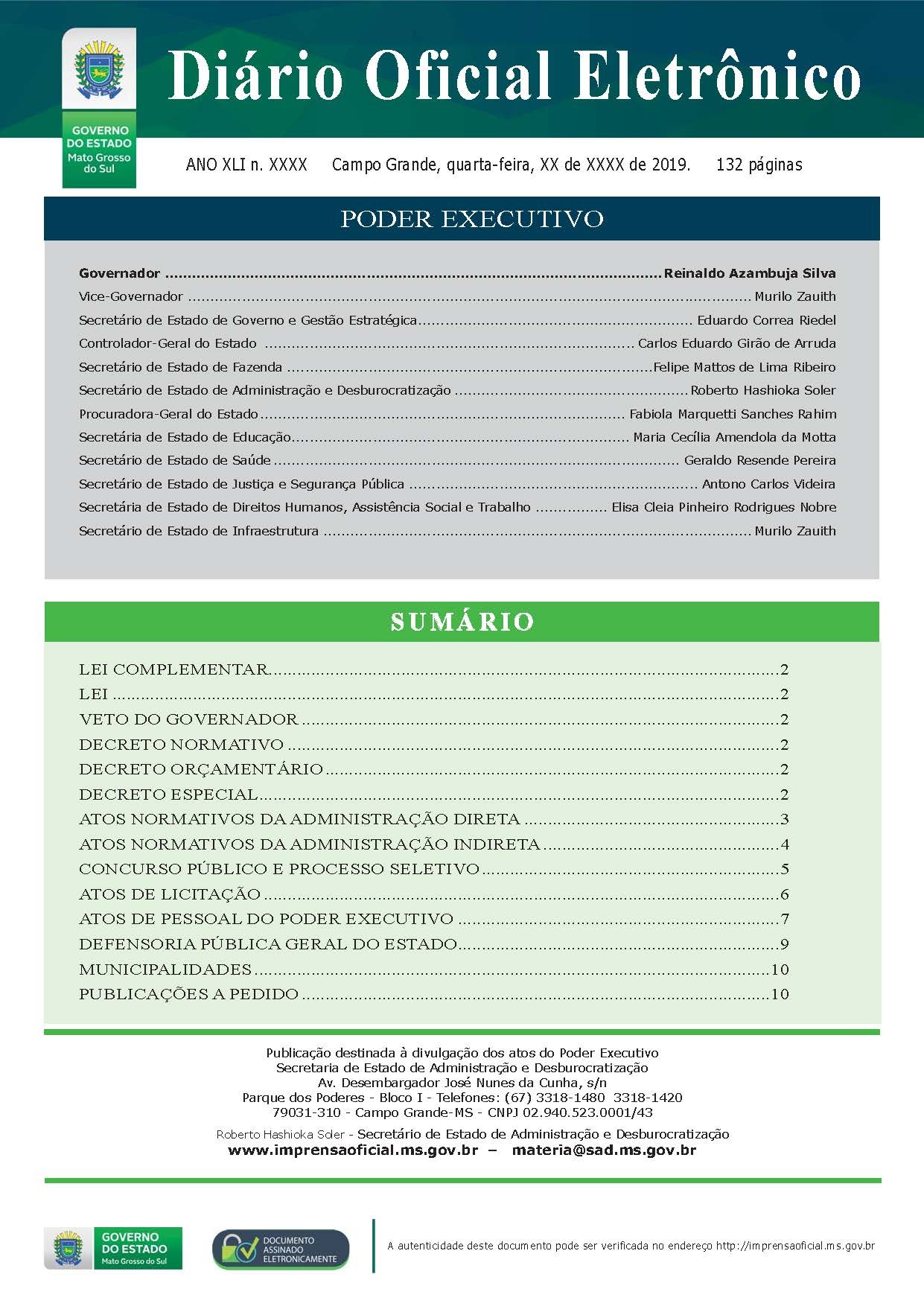 Prévia do novo layout disponibilizada pelo Núcleo de Editoração do Diário Oficial Eletrônico do Estado.